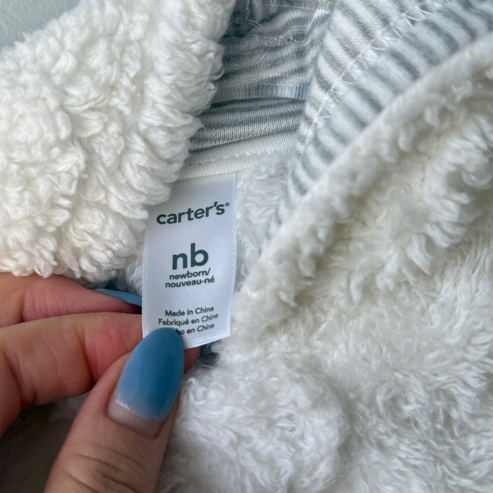 Carter’s Newborn‎ White Fleece Zip Pram Coat - Picture 4 of 6